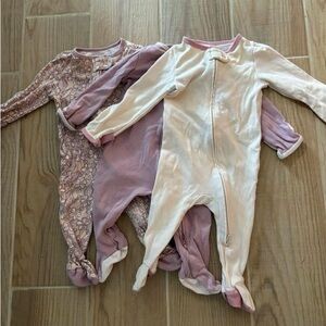 Bundle of 3 Cloud Island Pink and Cream Footed One Pieces